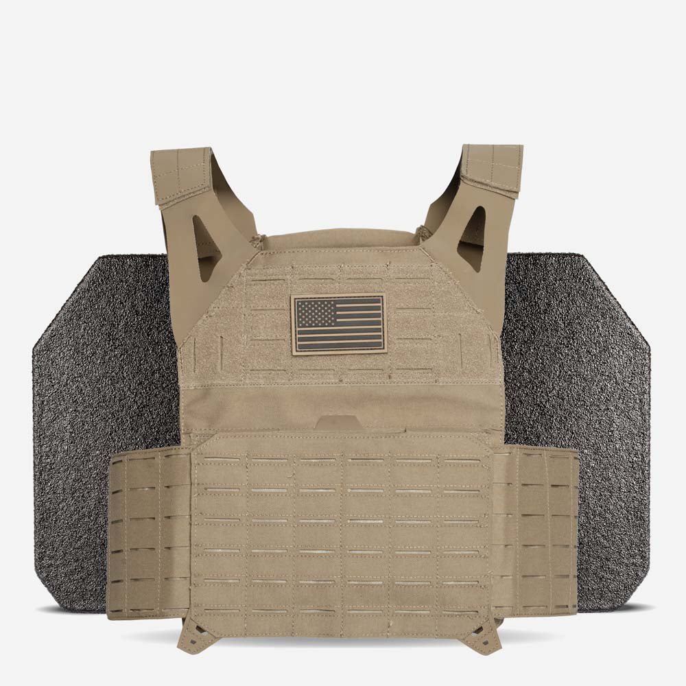 AR600 Level III+ Body Armor (Set of 2) + BattleVest Lite (Desert Sand)